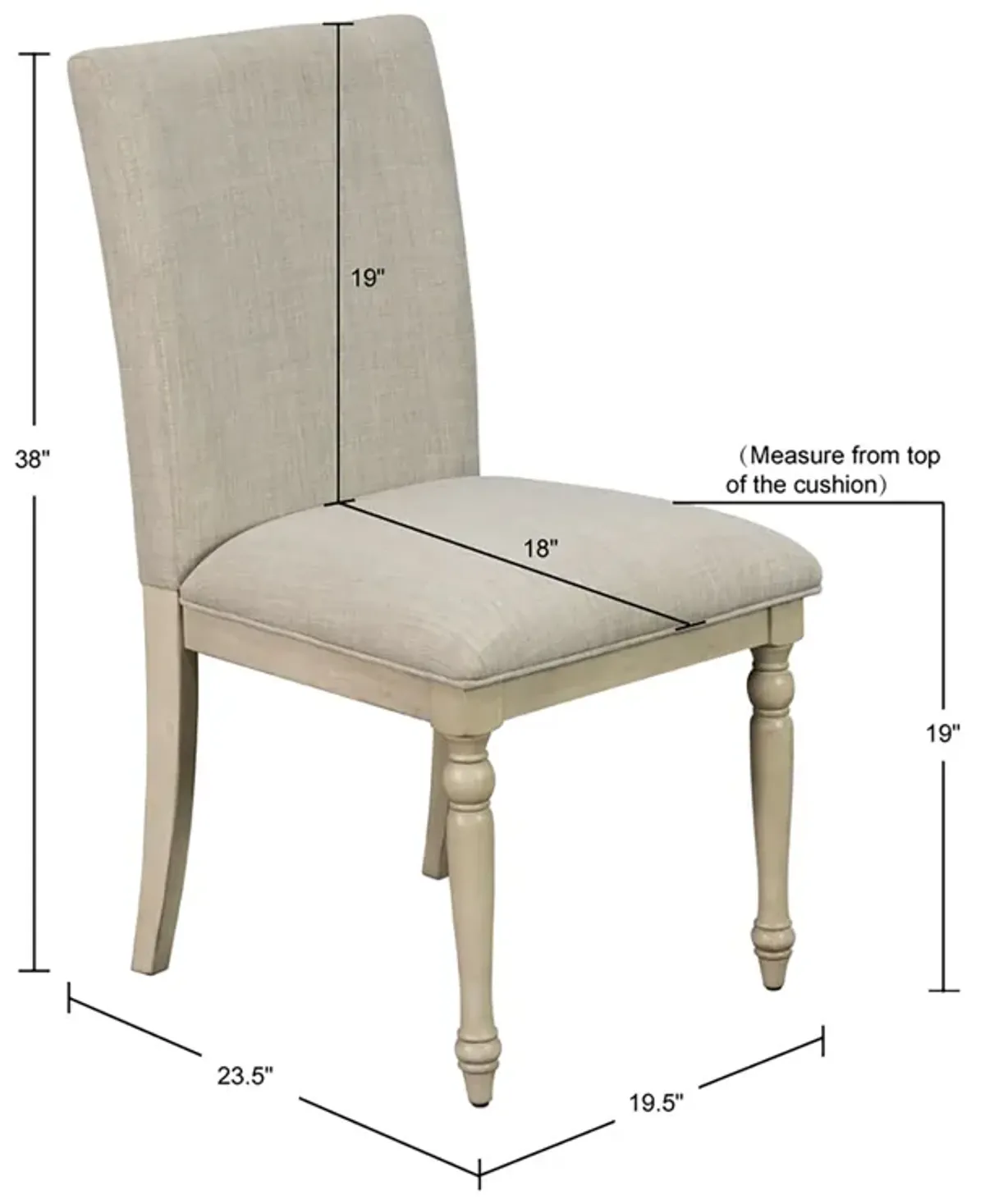 Martha Stewart Fiona Light Grey Upholstered Dining Chair with Turned Wood Legs Set of 2