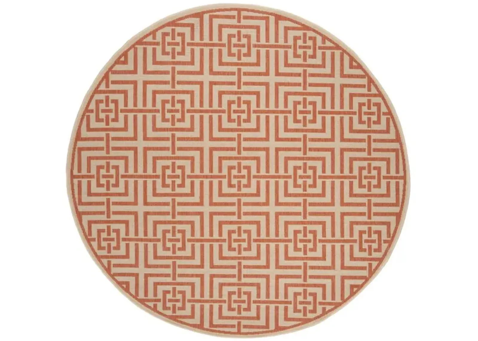 LINDEN 128 Collection LND128R-6R Cream / Rust 6'-7" X 6'-7" Round