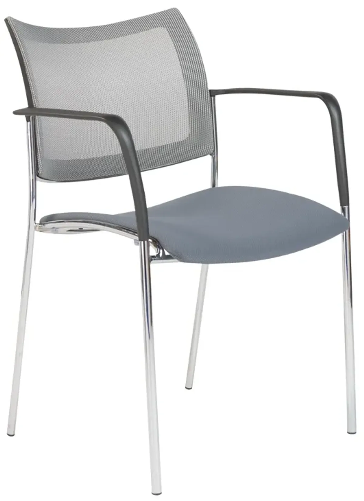 Vahn Stacking Visitor Chair in Gray with Chrome Base - Set of 2