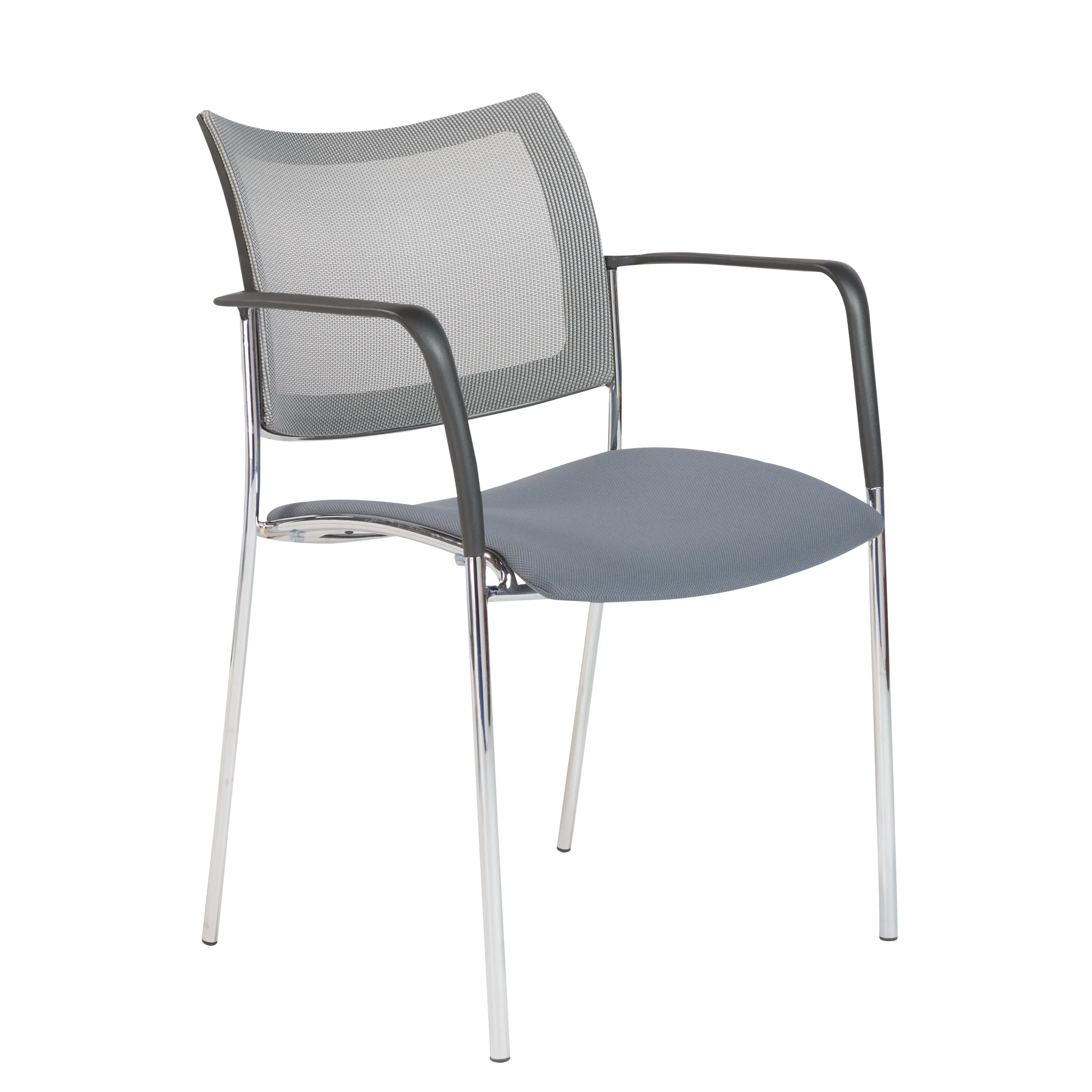 Vahn Stacking Visitor Chair in Gray with Chrome Base - Set of 2