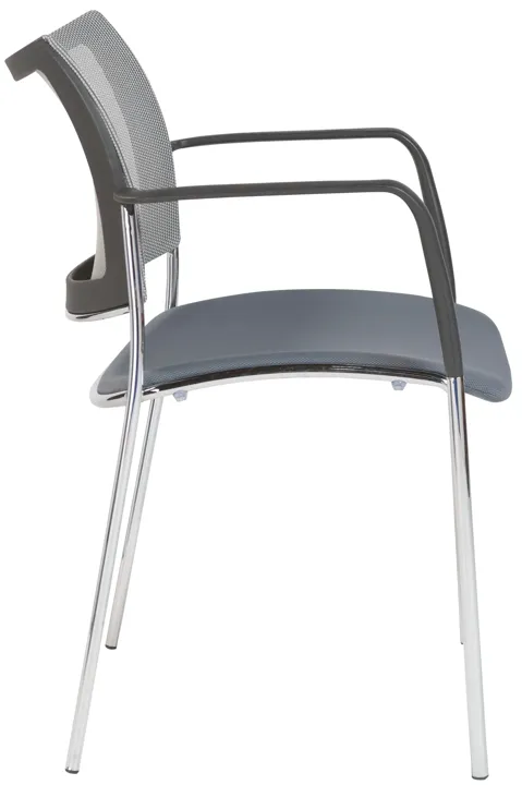 Vahn Stacking Visitor Chair in Gray with Chrome Base - Set of 2