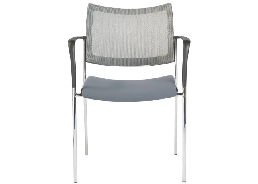 Vahn Stacking Visitor Chair in Gray with Chrome Base - Set of 2