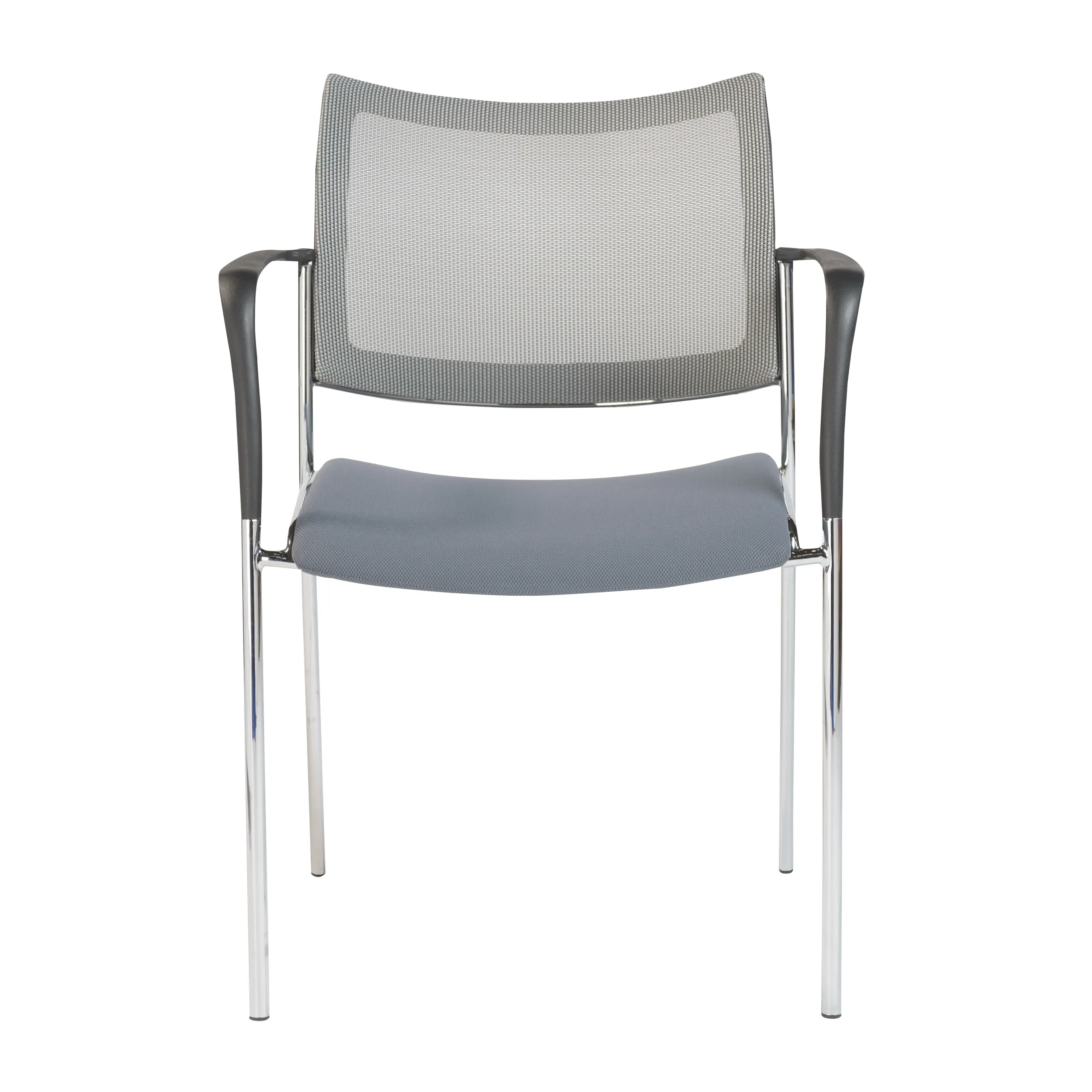 Vahn Stacking Visitor Chair in Gray with Chrome Base - Set of 2