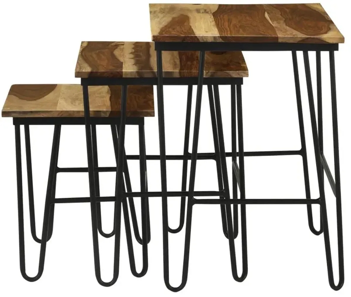 Nayeli 3-piece Nesting Table with Hairpin Legs Natural and Black