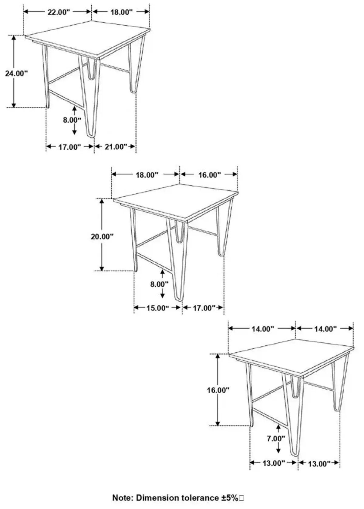 Nayeli 3-piece Nesting Table with Hairpin Legs Natural and Black