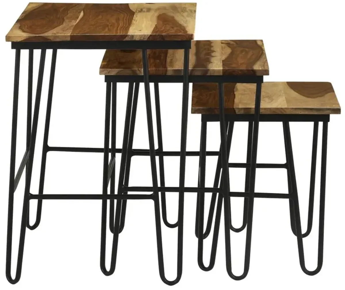 Nayeli 3-piece Nesting Table with Hairpin Legs Natural and Black