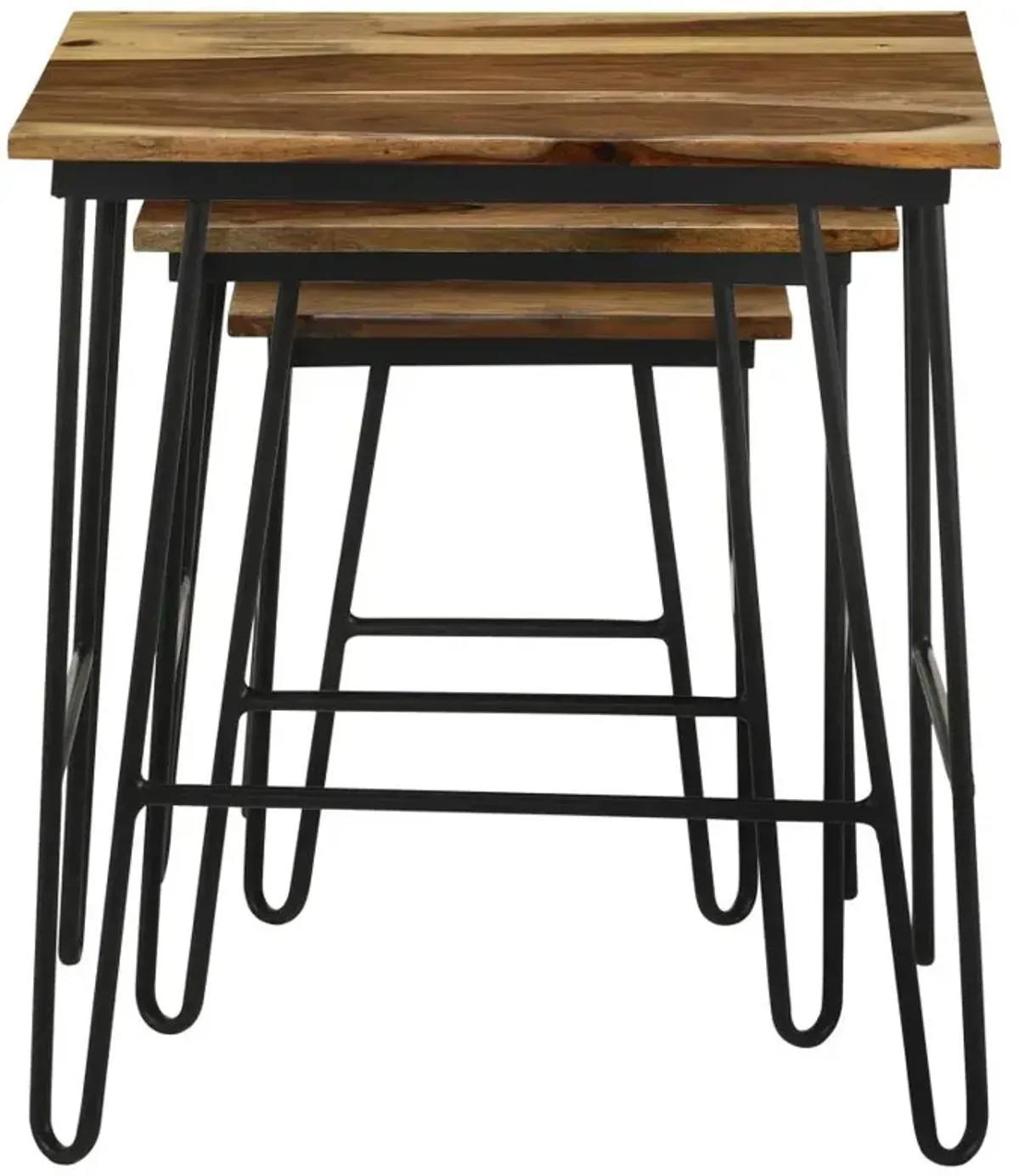 Nayeli 3-piece Nesting Table with Hairpin Legs Natural and Black