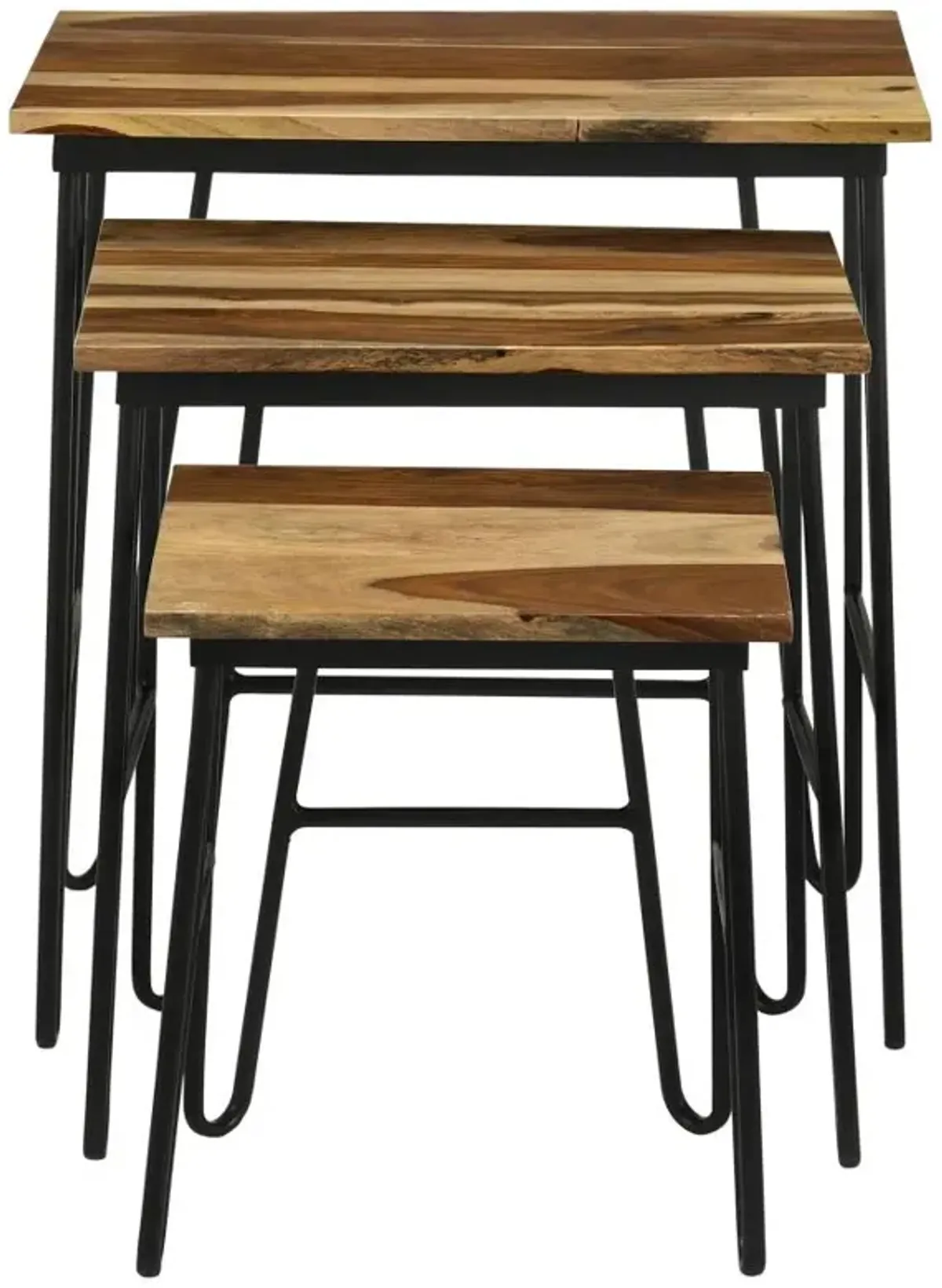 Nayeli 3-piece Nesting Table with Hairpin Legs Natural and Black