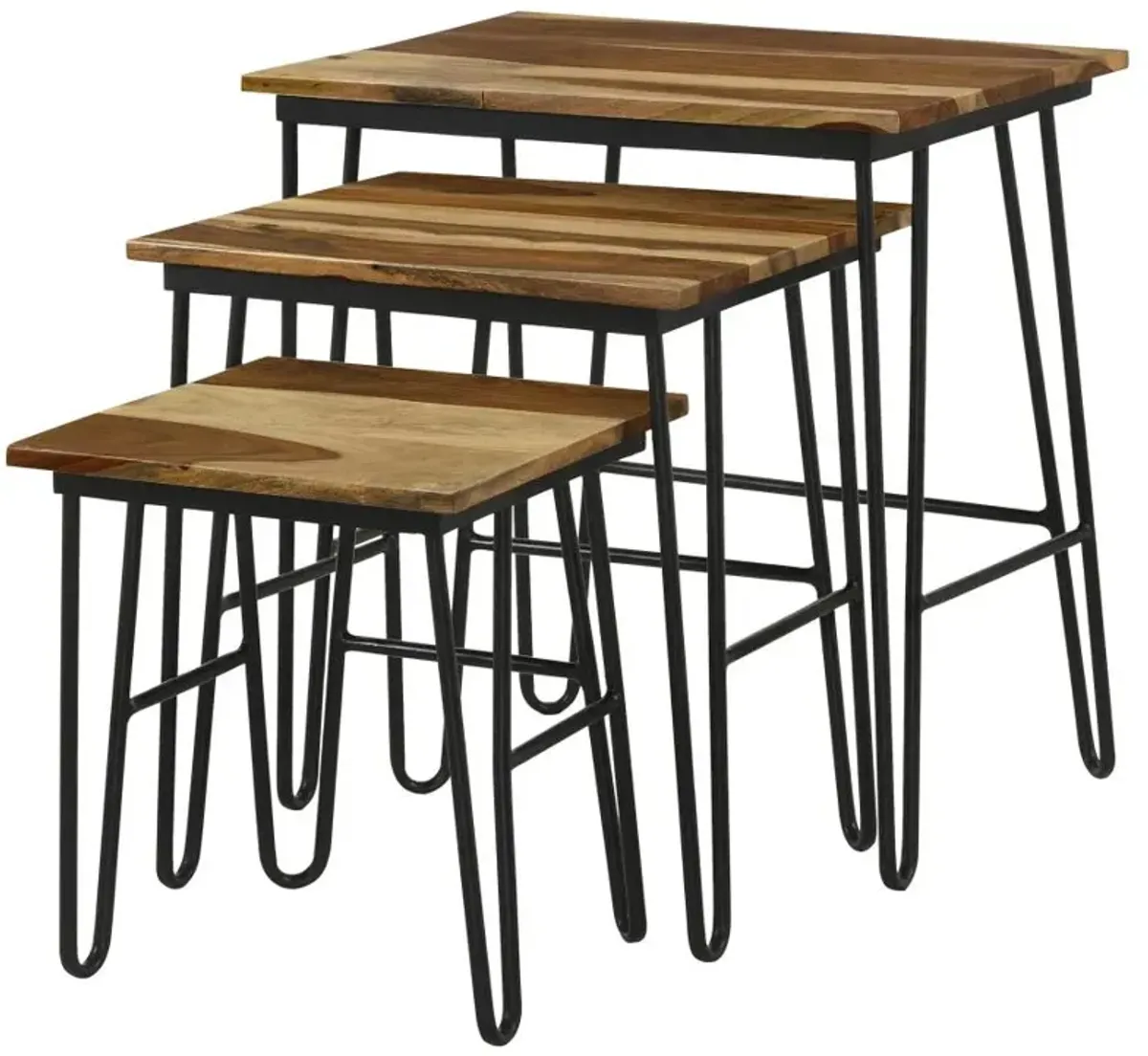 Nayeli 3-piece Nesting Table with Hairpin Legs Natural and Black