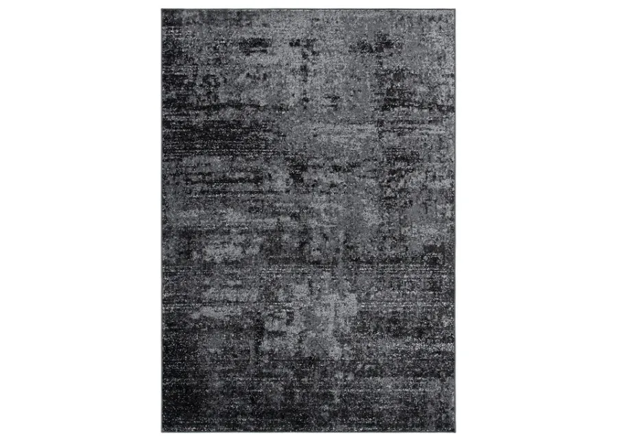 Adirondack Contemporary Black / Ivory 6' X 6' Square Powerloomed Rug