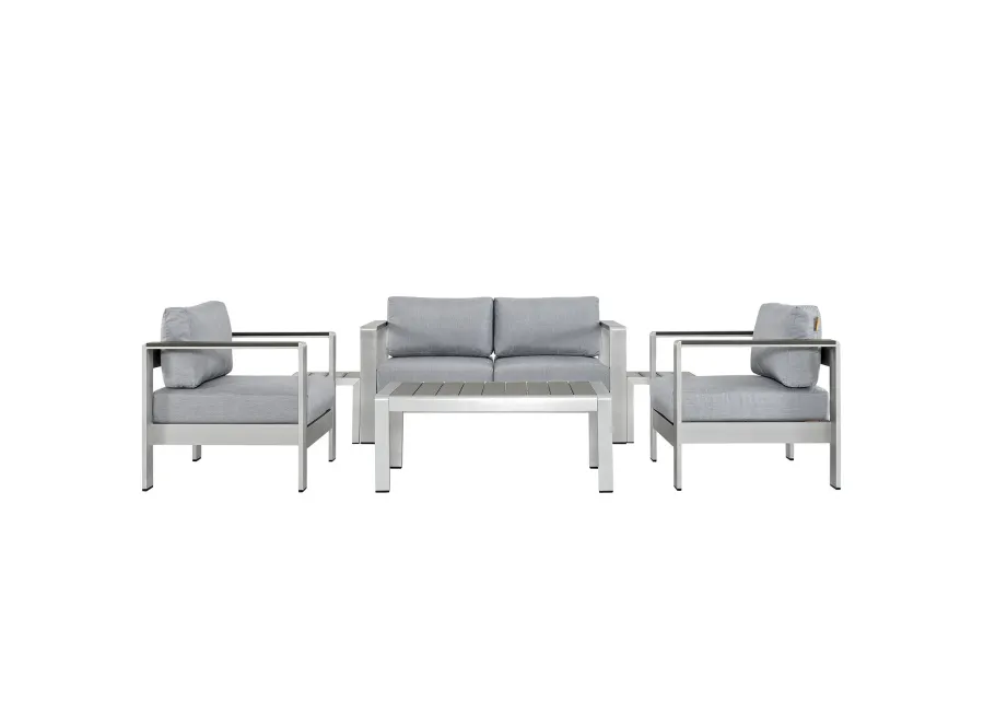 Shore 6 Piece Outdoor Patio Aluminum Sectional Sofa Set