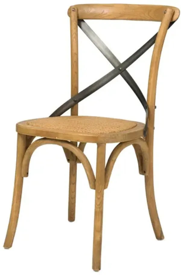 Cross Back Chairs w/ Rattan Seat - Natural Rustic (Set of 2 Chairs)