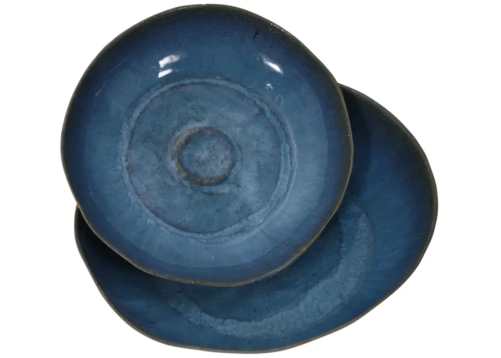 S/2 Ceramic 12/15" Bowls, Blue