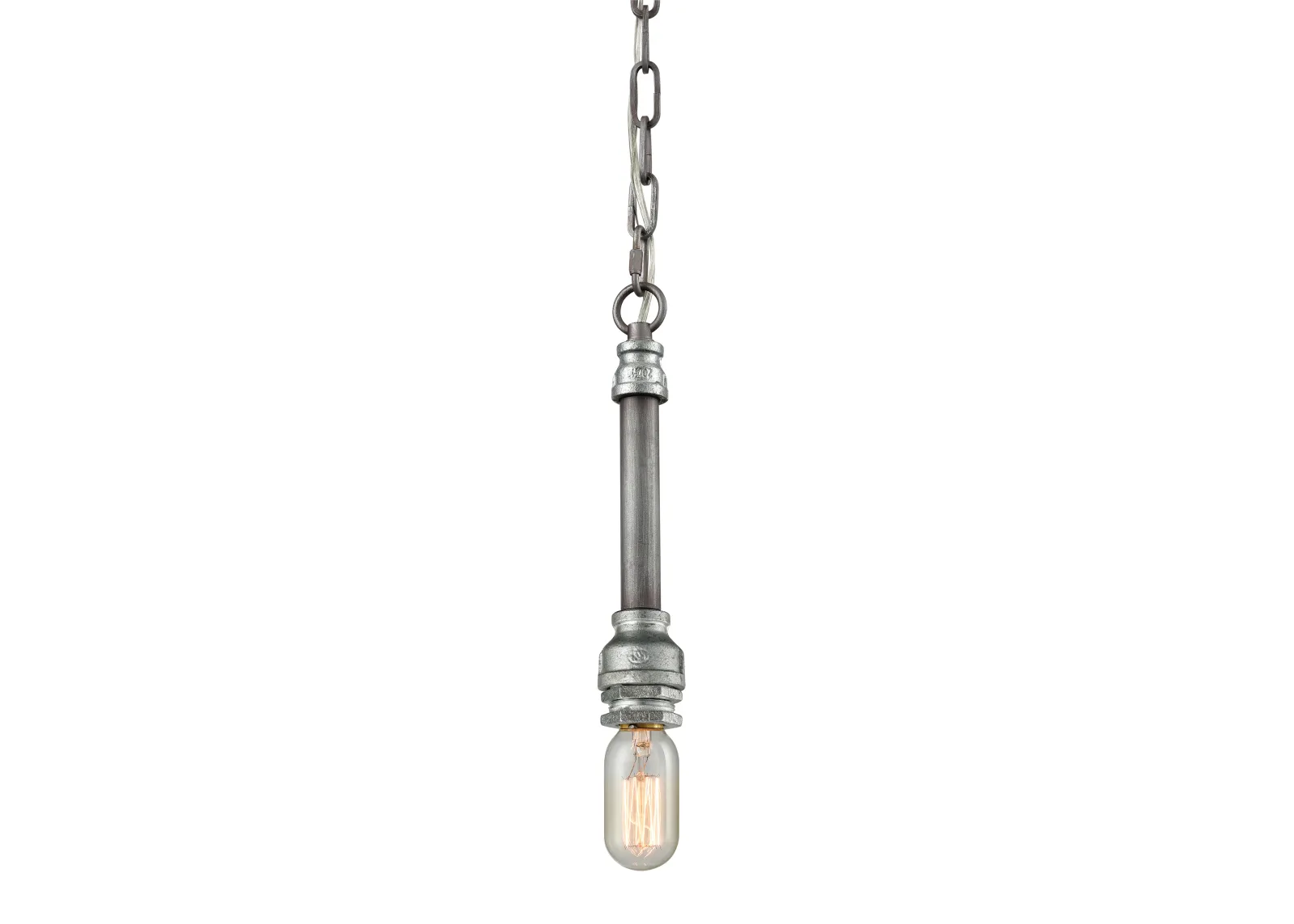 Cast Iron Pipe 2" Wide 1-Light Mini Pendant - Weathered Zinc