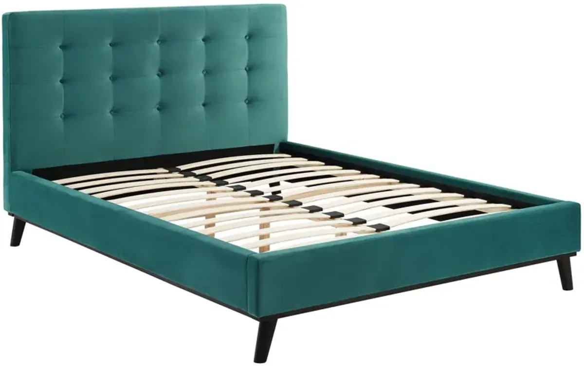 McKenzie Queen Biscuit Tufted Performance Velvet Platform Bed