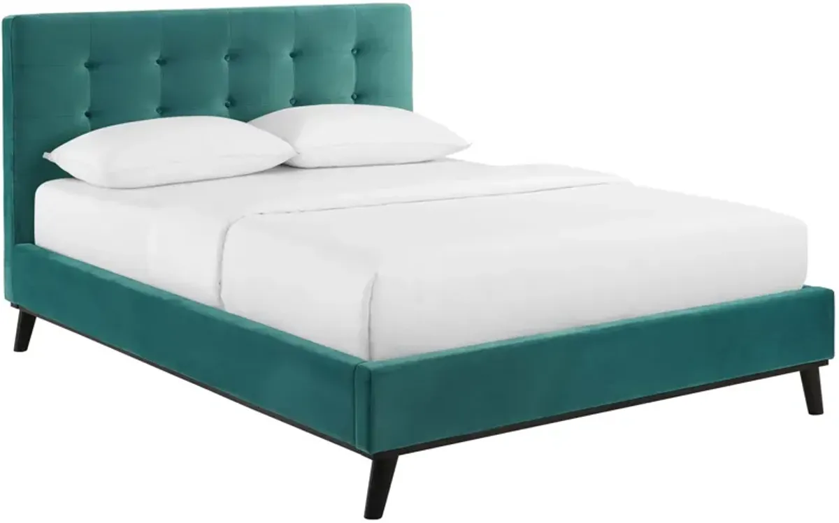 McKenzie Queen Biscuit Tufted Performance Velvet Platform Bed