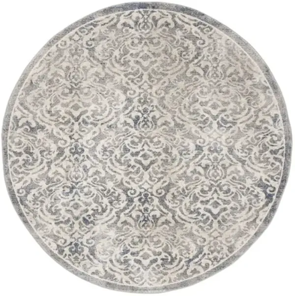 Brentwood 810 Light Grey / Blue 3' X 3' Round Round Powerloomed Rug
