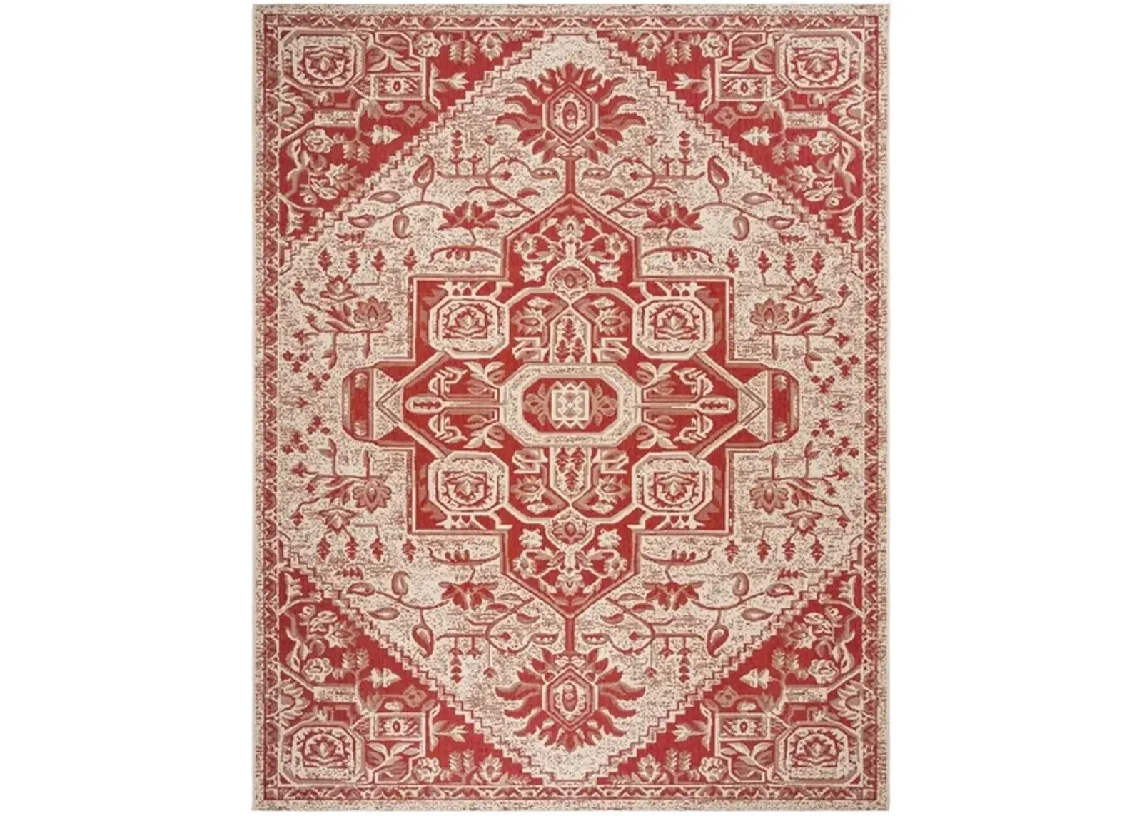 Safavieh BEACH HOUSE Collection BHS138Q-5 Red / Creme 5'-3" X 7'-6"