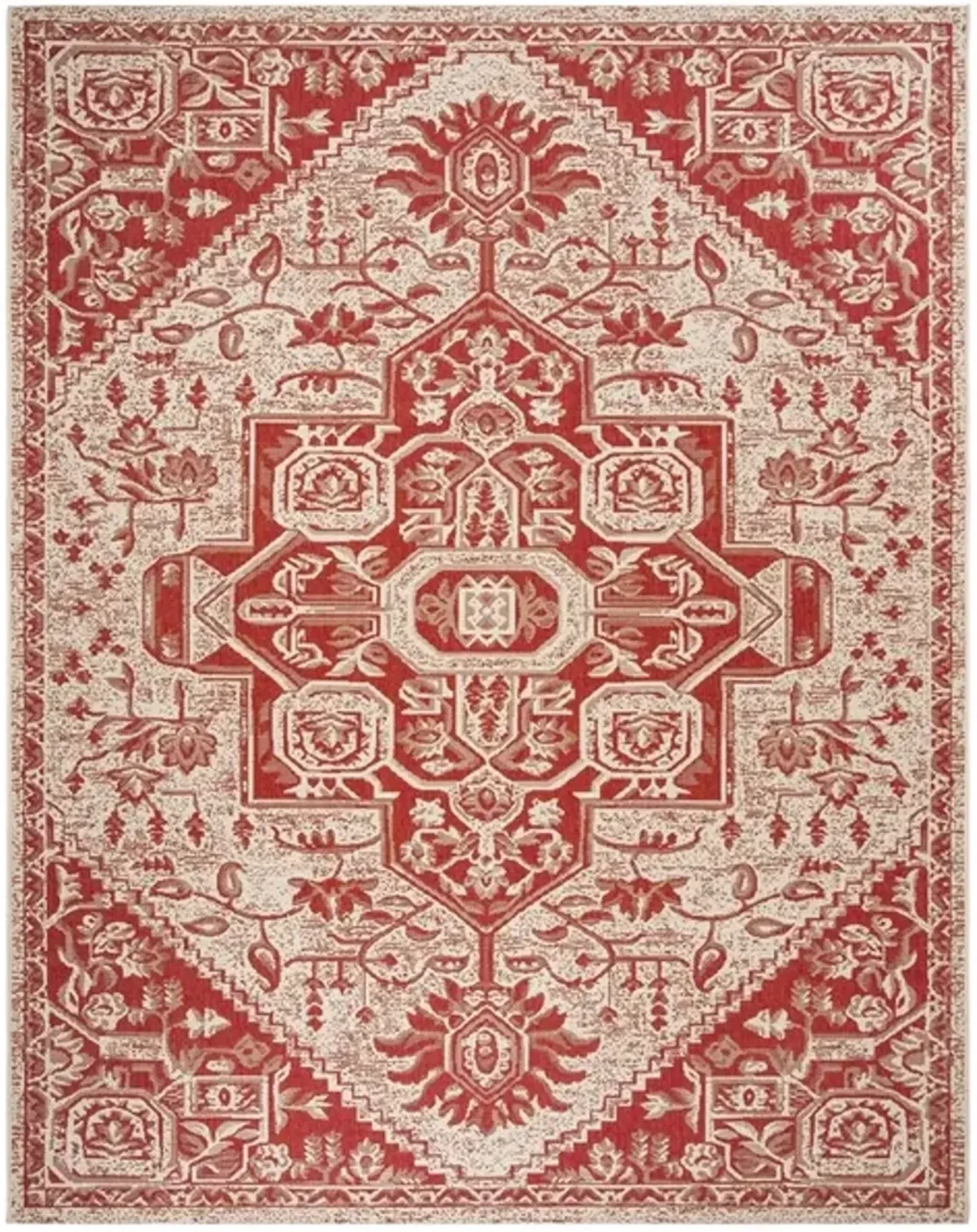 Safavieh BEACH HOUSE Collection BHS138Q-5 Red / Creme 5'-3" X 7'-6"