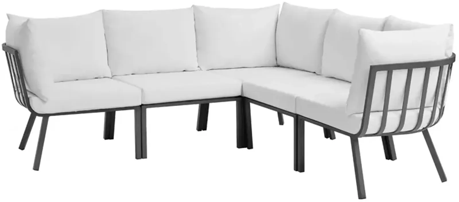 Riverside 5 Piece Outdoor Patio Aluminum Sectional