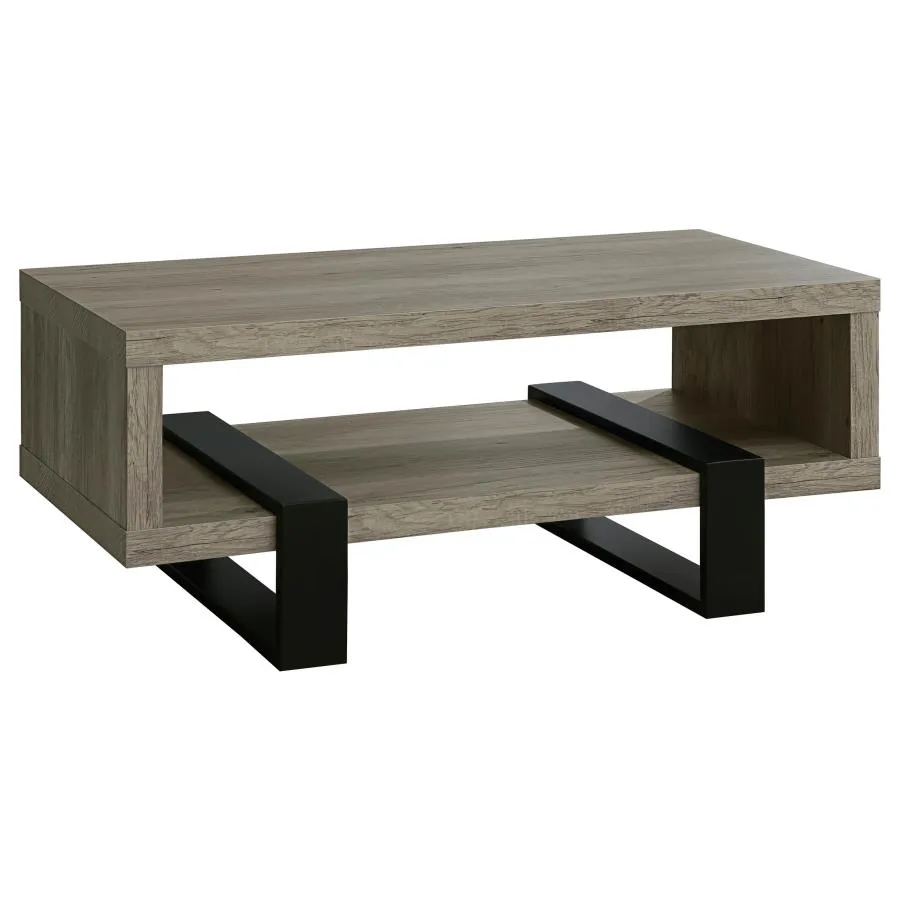 Adelynn Coffee Table with Shelf Grey Driftwood