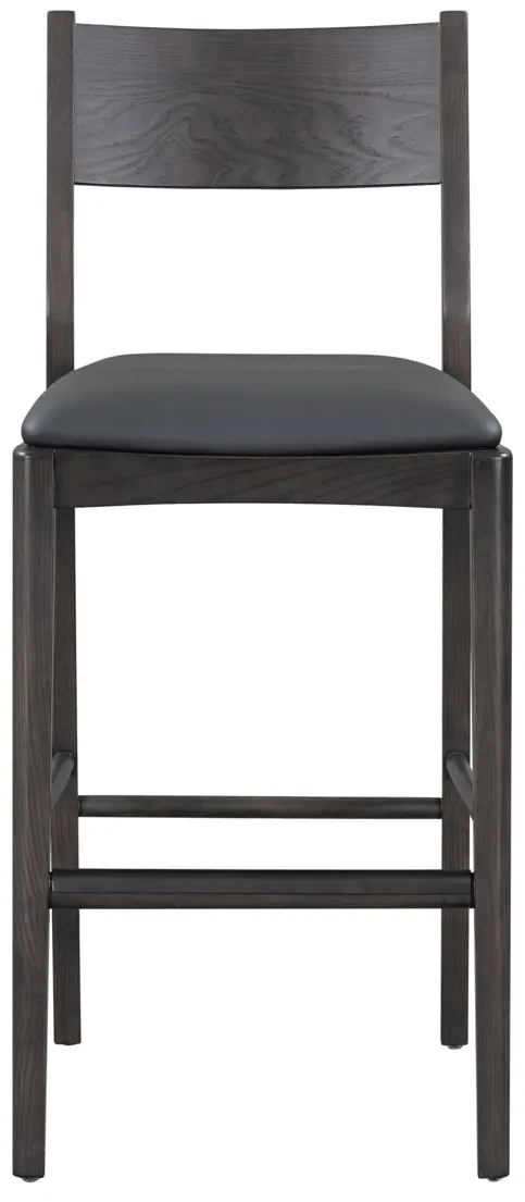 Rooney 30" Top Grain Leather Bar Stool in Black