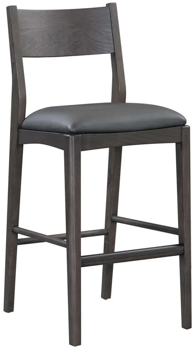 Rooney 30" Top Grain Leather Bar Stool in Black