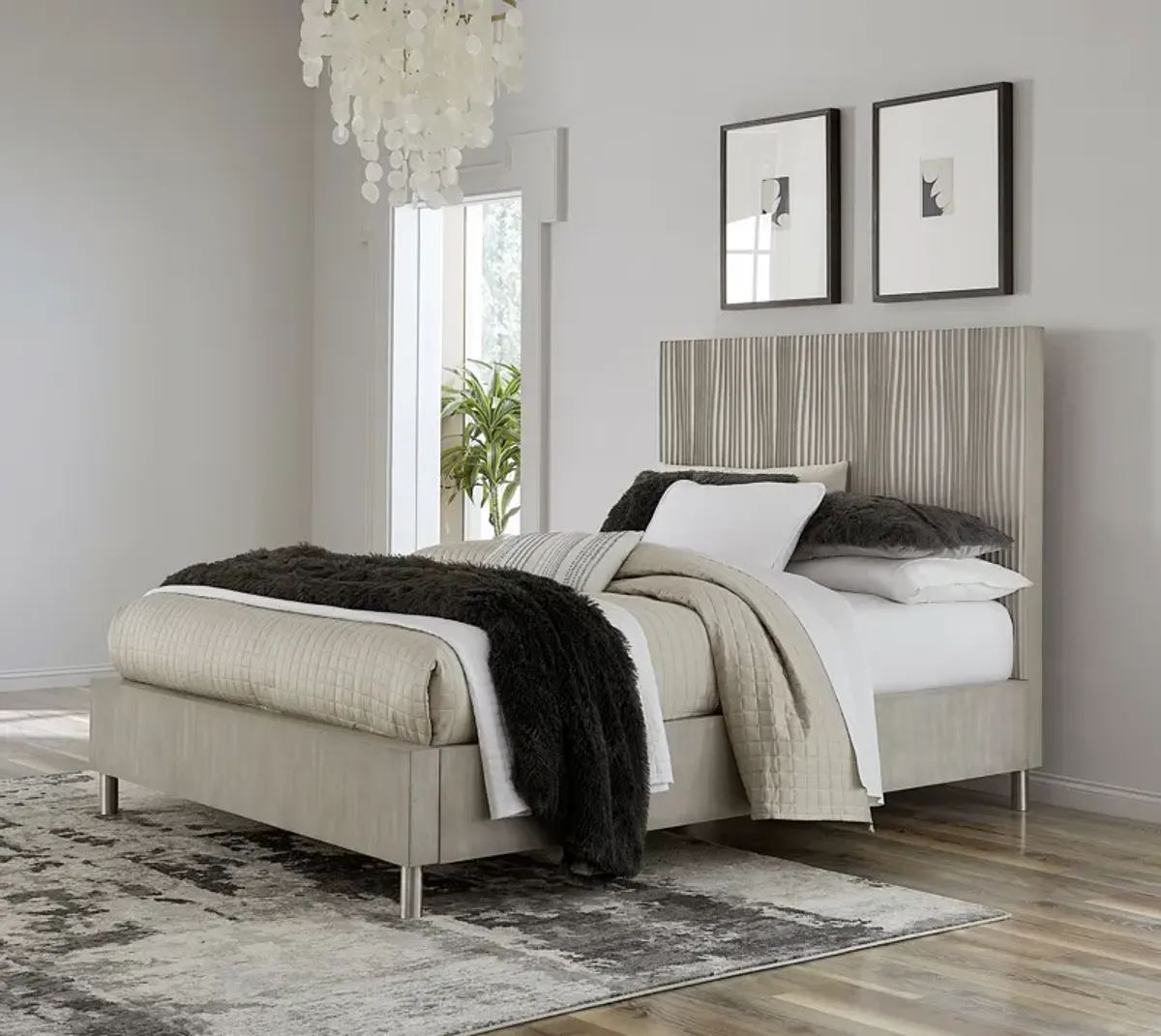 Argento Queen Bed In Misty Grey