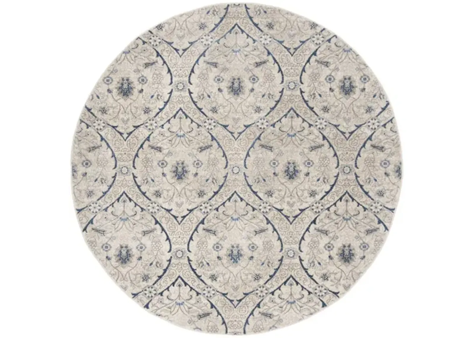 Brentwood 860 Light Grey / Blue 6'-7" X 6'-7" Round Round Powerloomed Rug