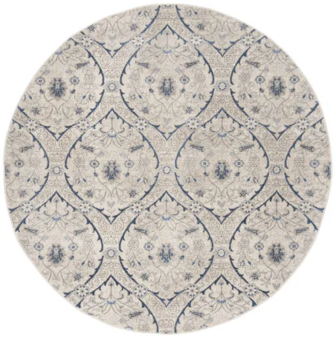 Brentwood 860 Light Grey / Blue 6'-7" X 6'-7" Round Round Powerloomed Rug