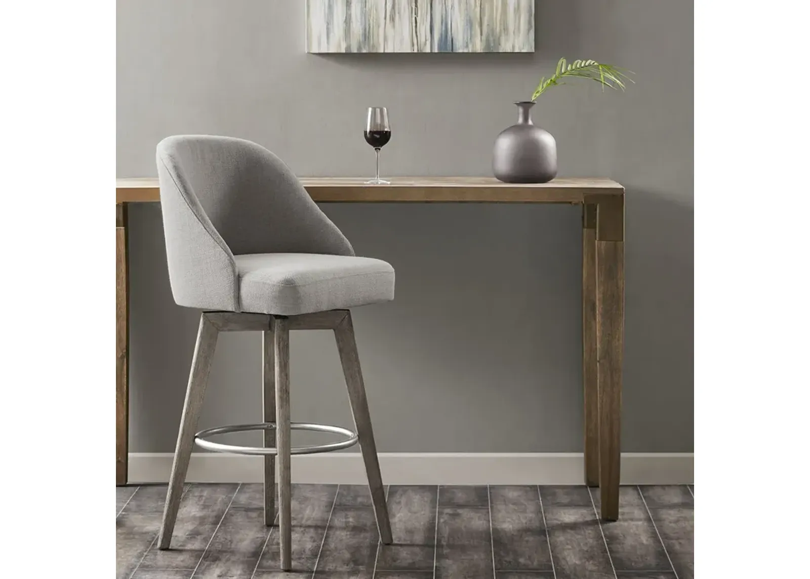 Madison Park Pearce Grey Bar Stool with Swivel Seat