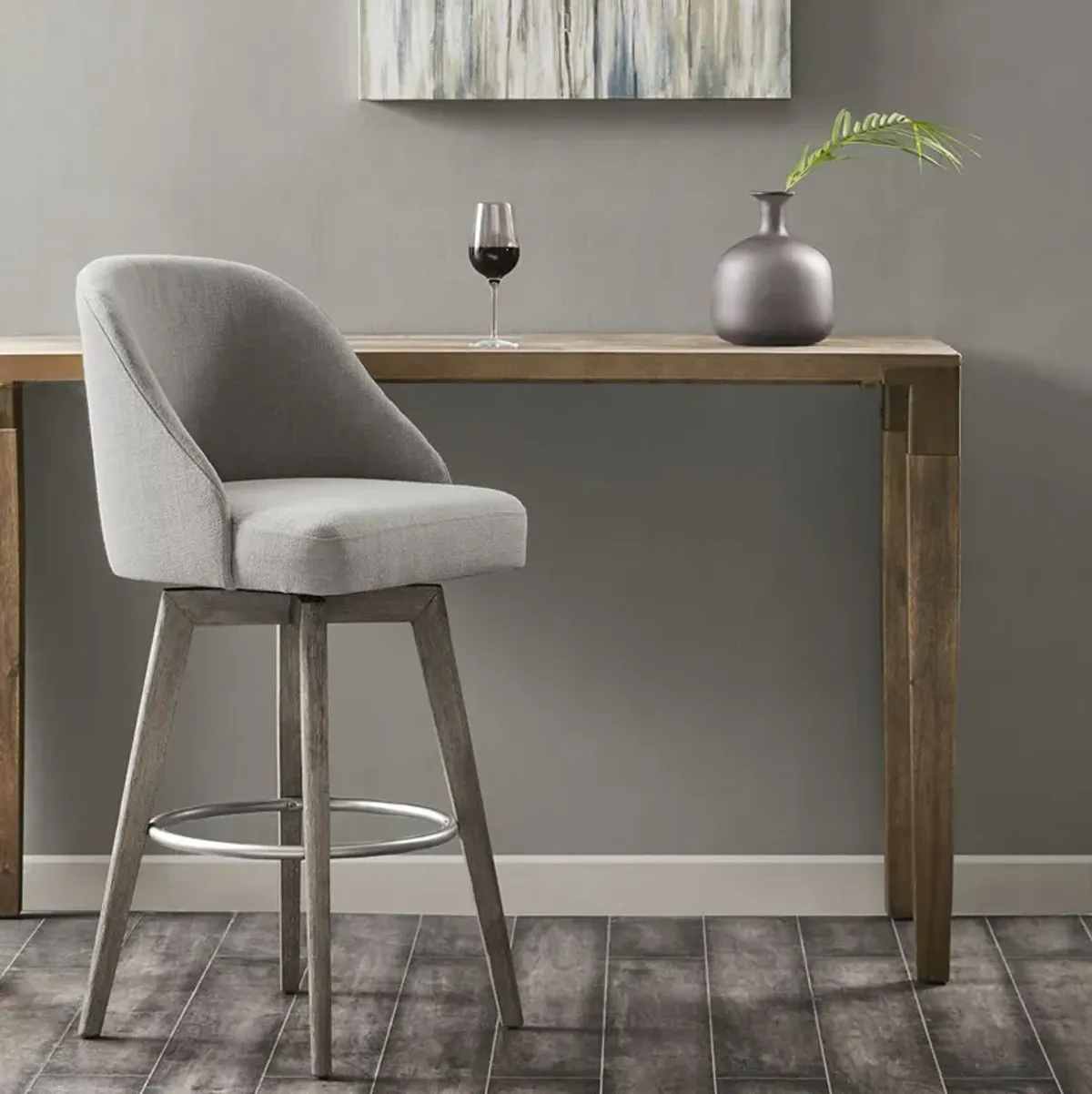 Madison Park Pearce Grey Bar Stool with Swivel Seat