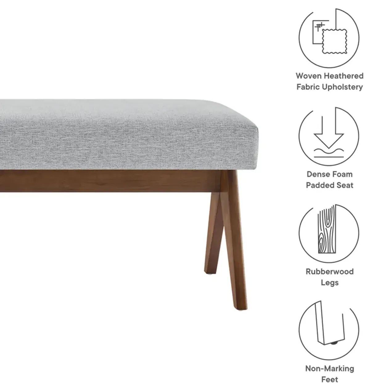 Lyra 63" Fabric Upholstered Bench by Modway