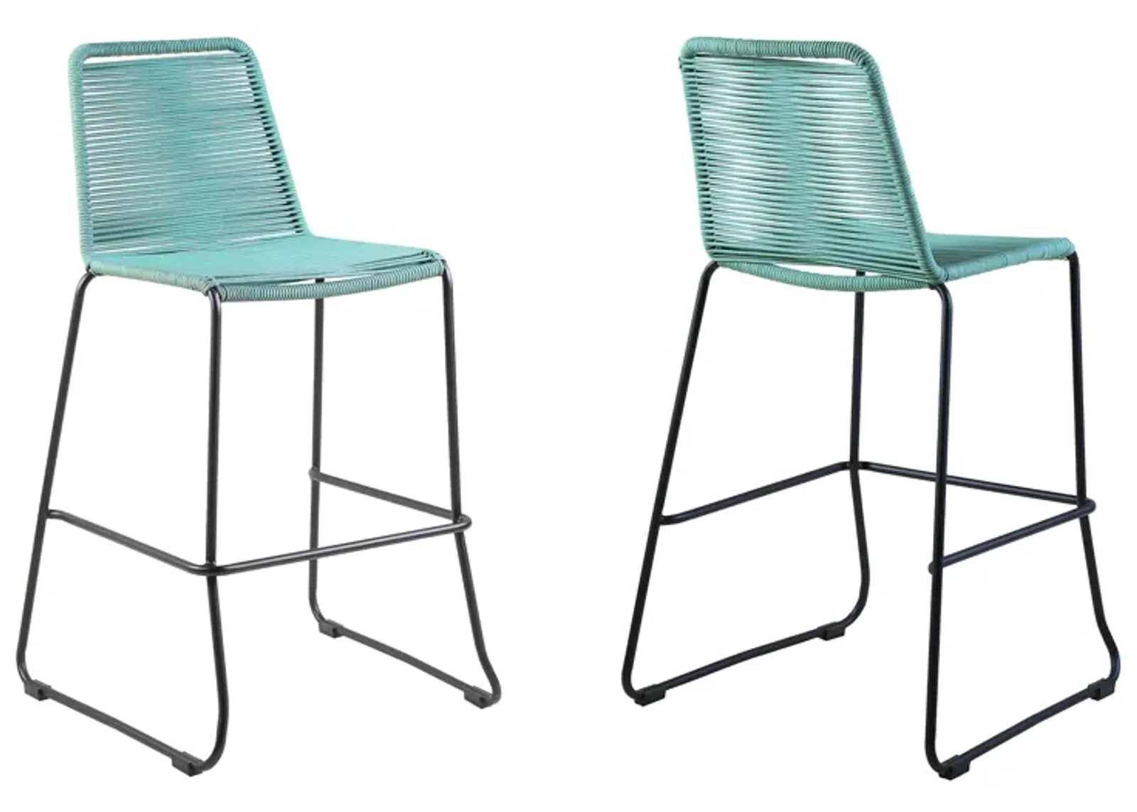 Shasta 26" Outdoor Metal and Wasabi Rope Stackable Counter Stool - Set of 2