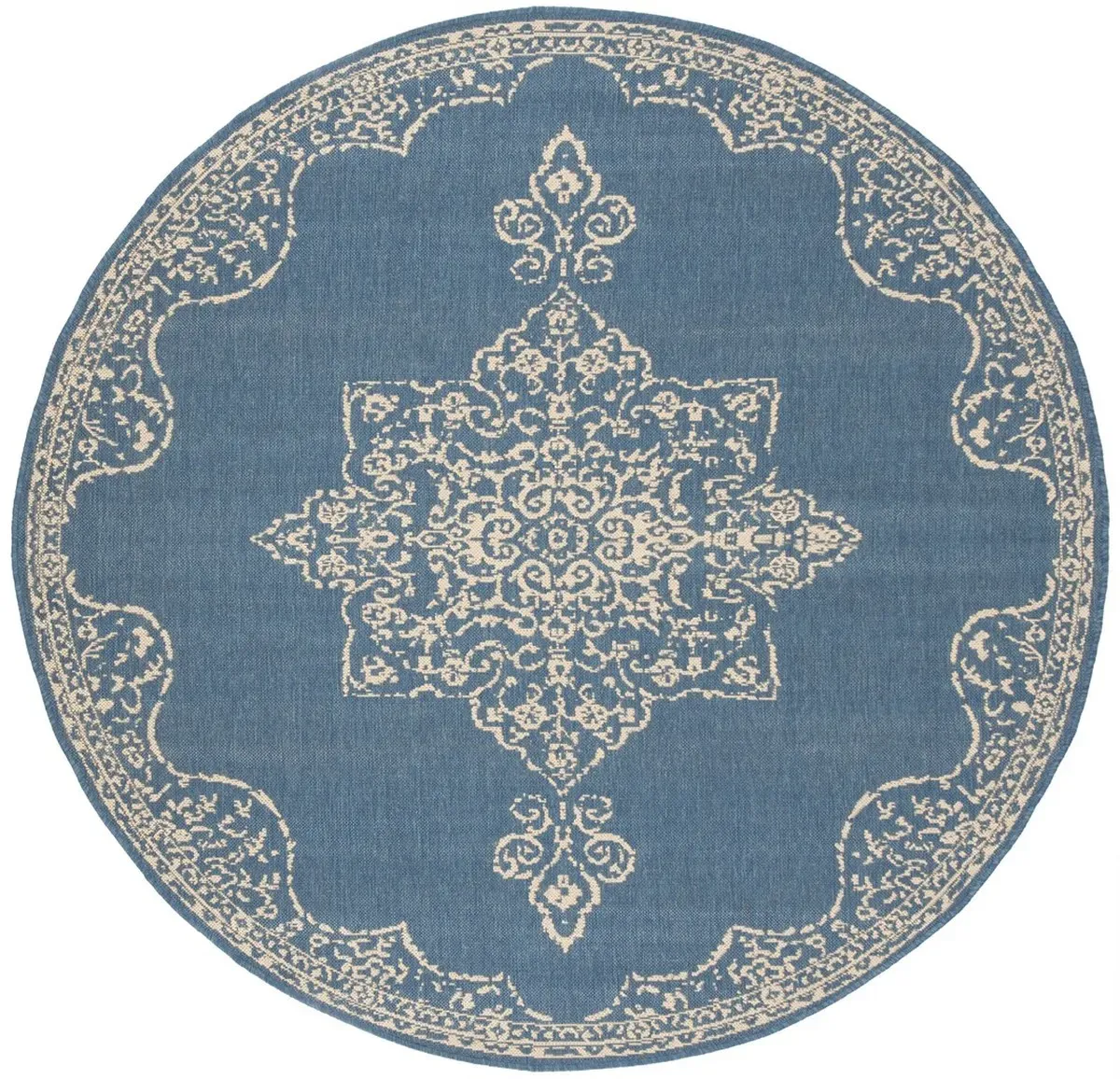 BEACH HOUSE 180 Blue 4' X 4' Round Round Rug