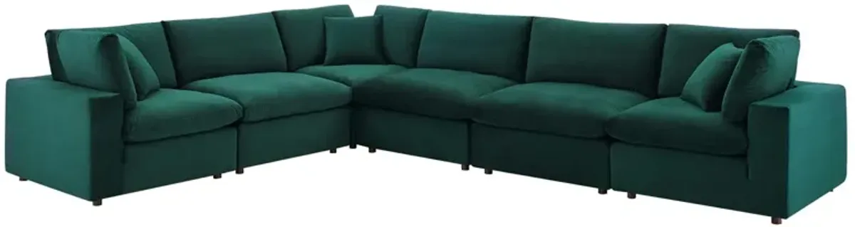 Commix Down Filled Overstuffed Performance Velvet 6-Piece Sectional Sofa