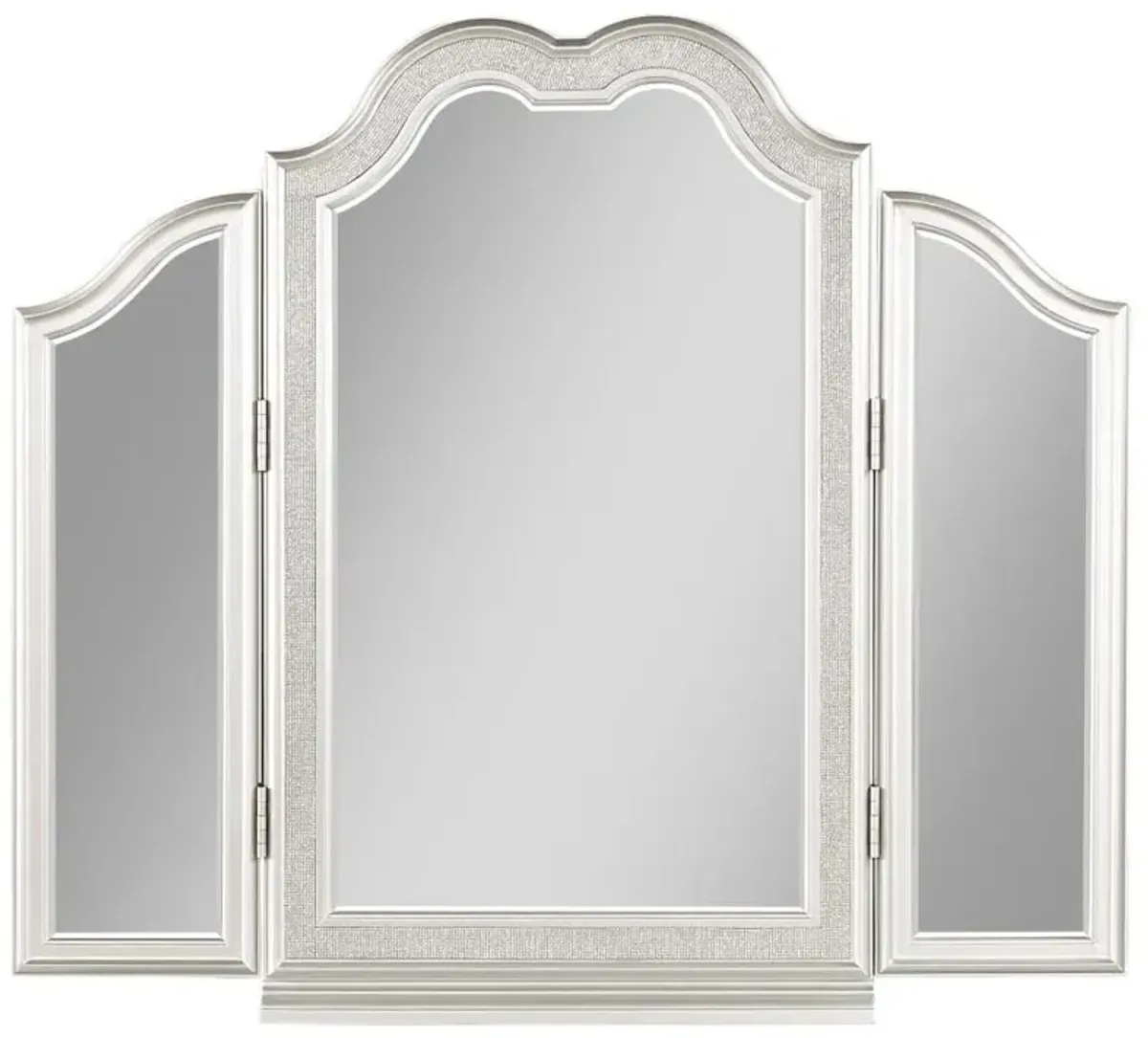 Evangeline Vanity Mirror with Faux Diamond Trim Silver