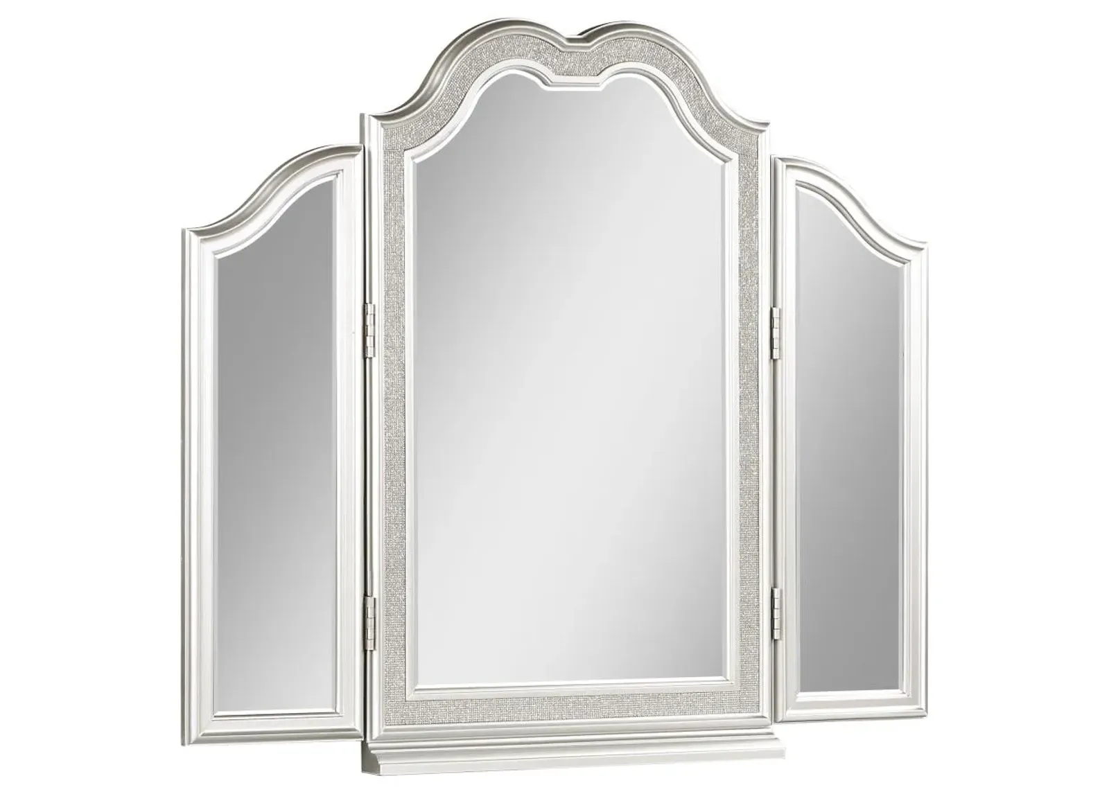 Evangeline Vanity Mirror with Faux Diamond Trim Silver