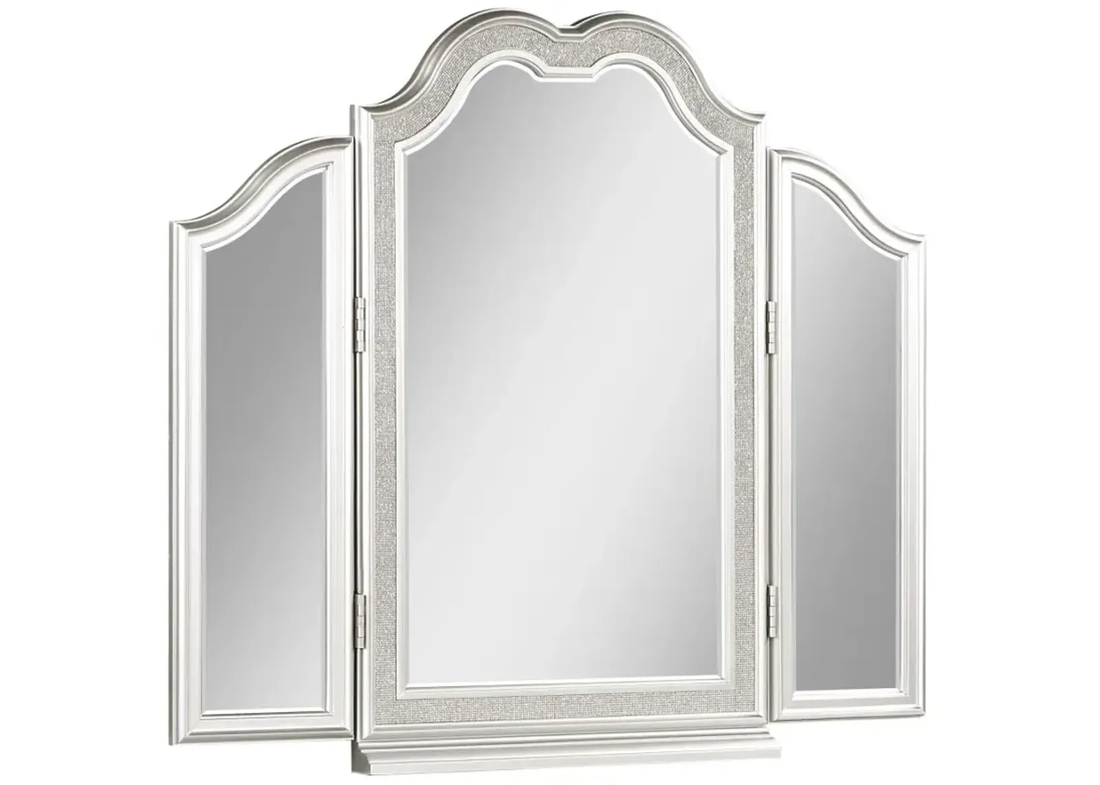 Evangeline Vanity Mirror with Faux Diamond Trim Silver