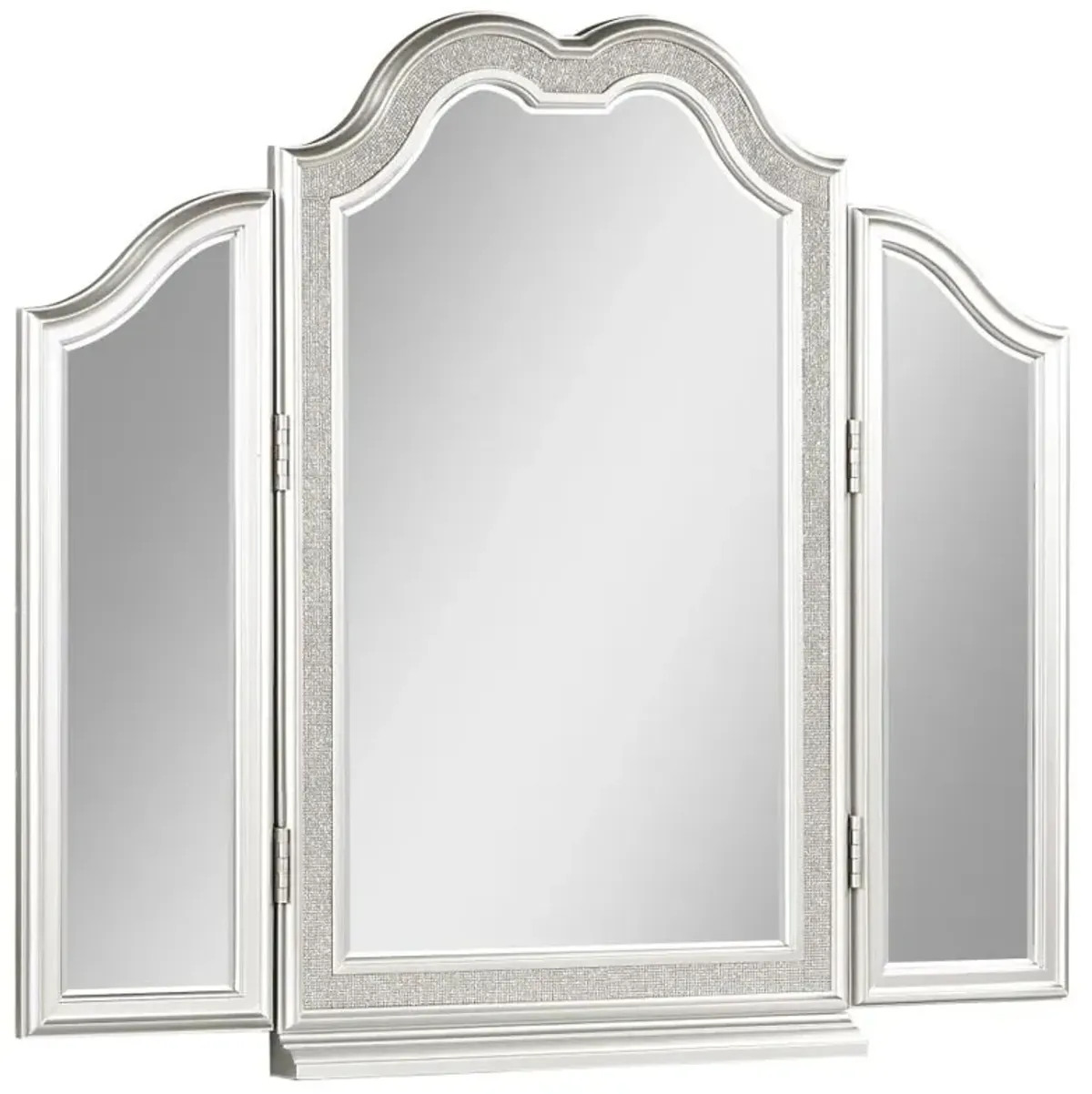 Evangeline Vanity Mirror with Faux Diamond Trim Silver