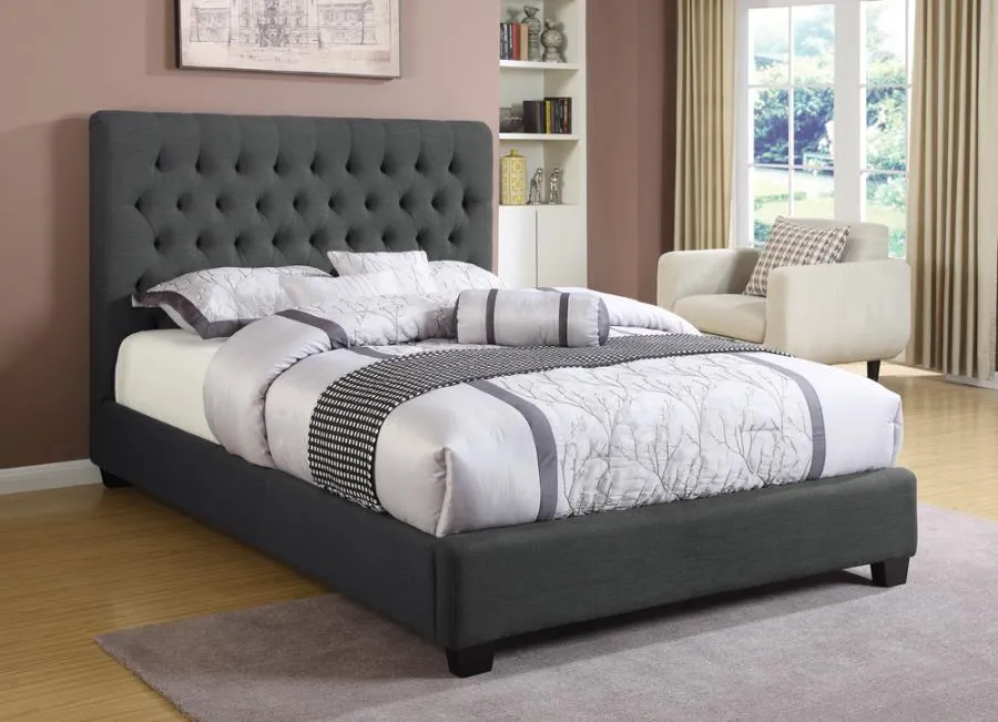 Christa Tufted Upholstered Eastern King Bed Charcoal