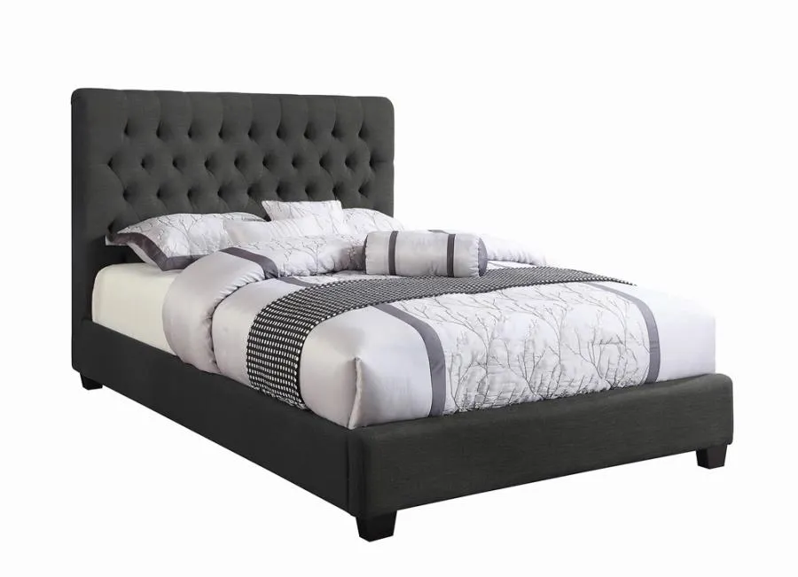 Christa Tufted Upholstered Eastern King Bed Charcoal