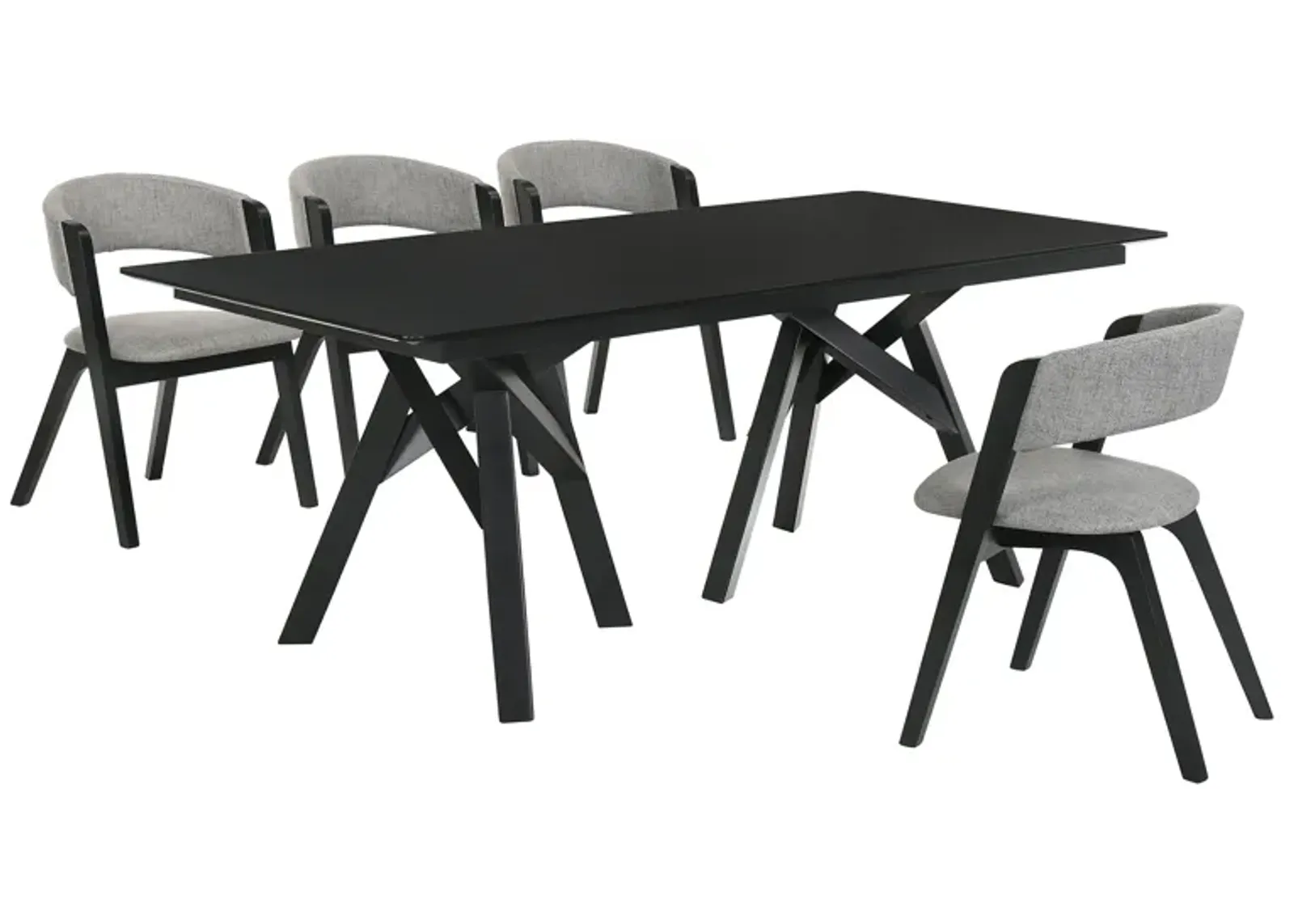 Cortina and Rowan 5 Piece Black Rectangular Dining Set