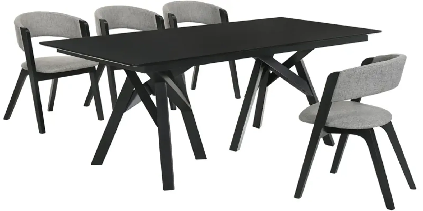 Cortina and Rowan 5 Piece Black Rectangular Dining Set