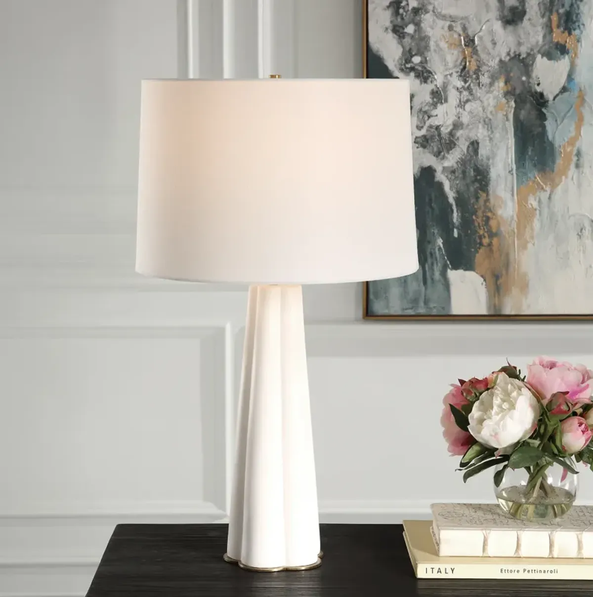 Satin White Glaze Ceramic Table Lamp