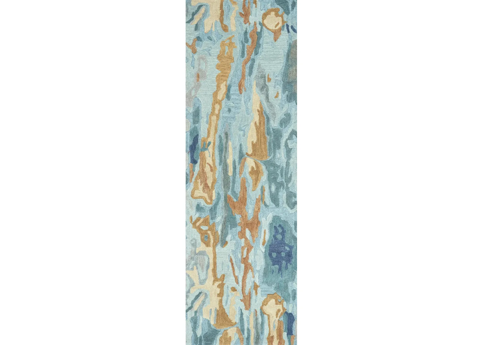 Vogue Aqua  Abstract Wool 2'6" x 8' Runner Rug