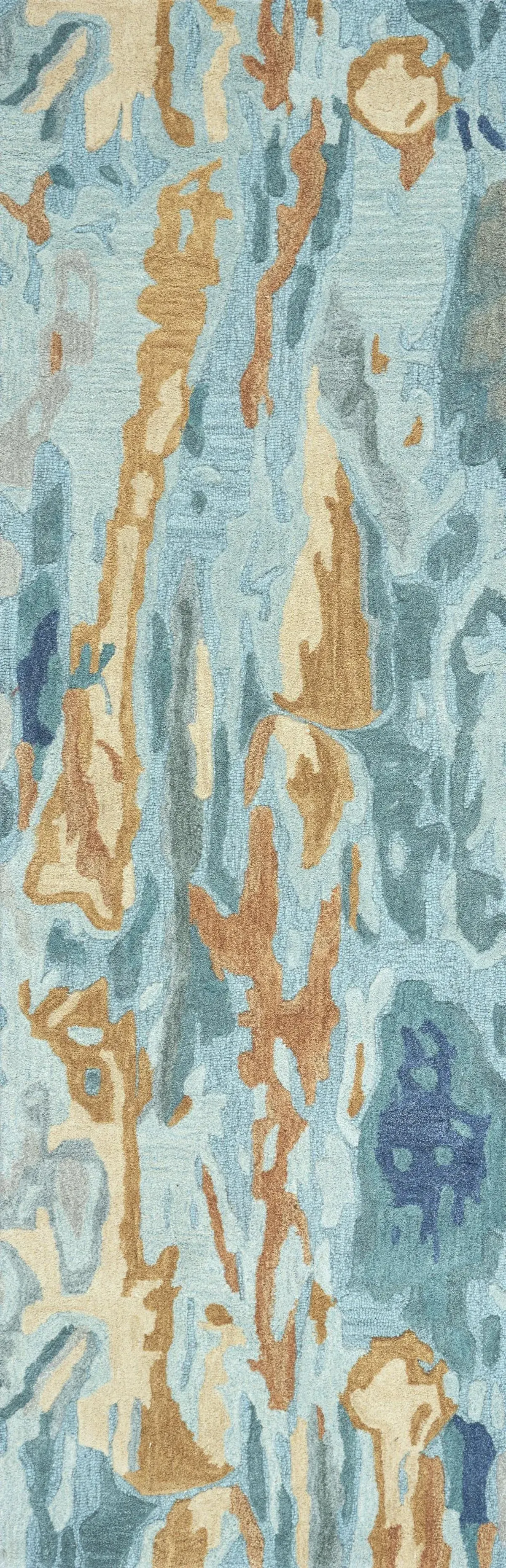 Vogue Aqua  Abstract Wool 2'6" x 8' Runner Rug