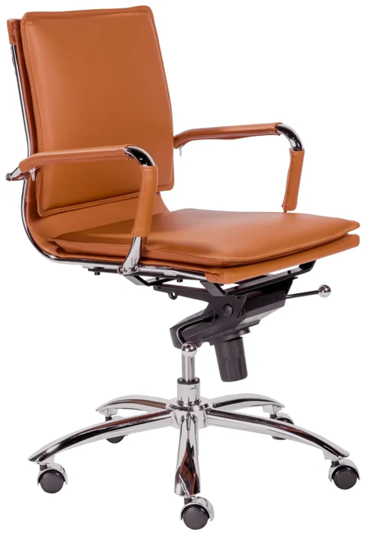 Gunar Pro Low Back Office Chair in Cognac with Chrome Base