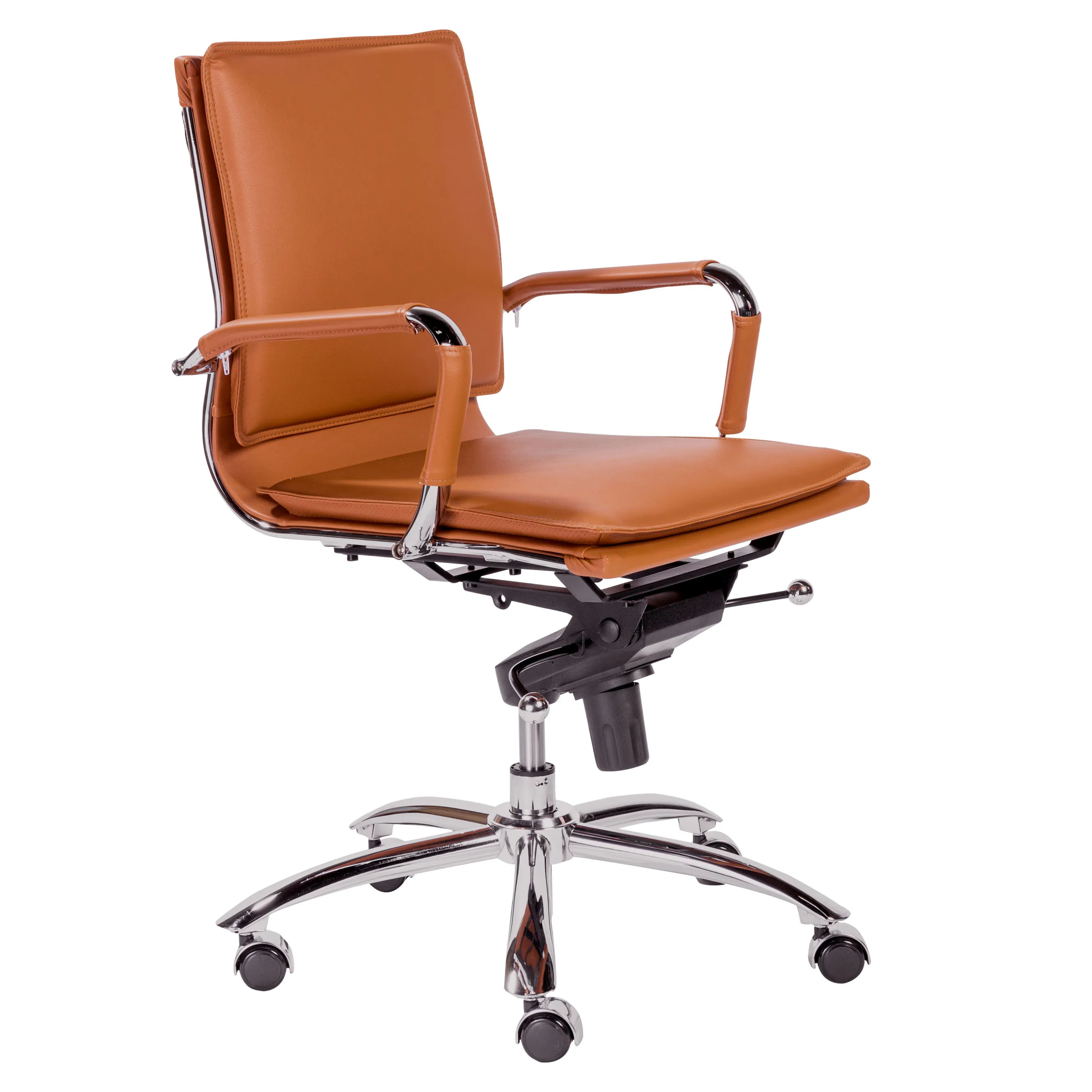 Gunar Pro Low Back Office Chair in Cognac with Chrome Base