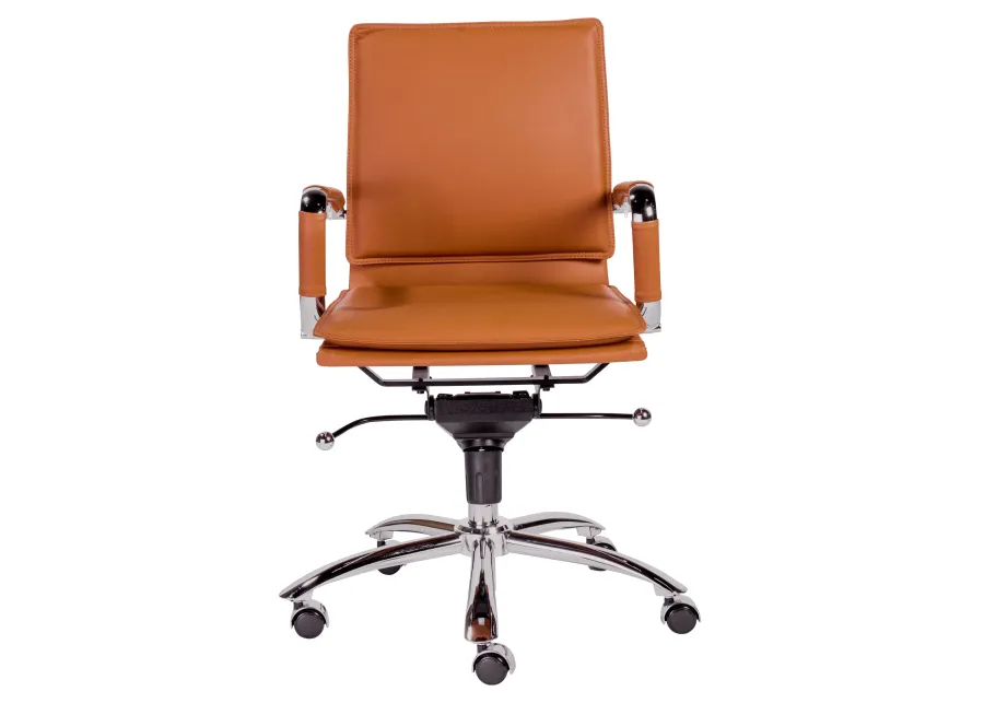 Gunar Pro Low Back Office Chair in Cognac with Chrome Base